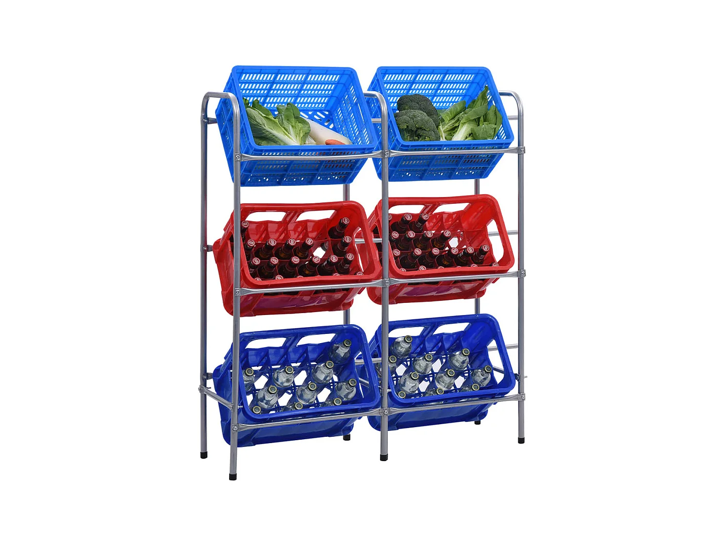 Étagère de rangement pour 6 caisses Argenté 96x33x116 cm Acier OFR23971 BonneVie Meuble