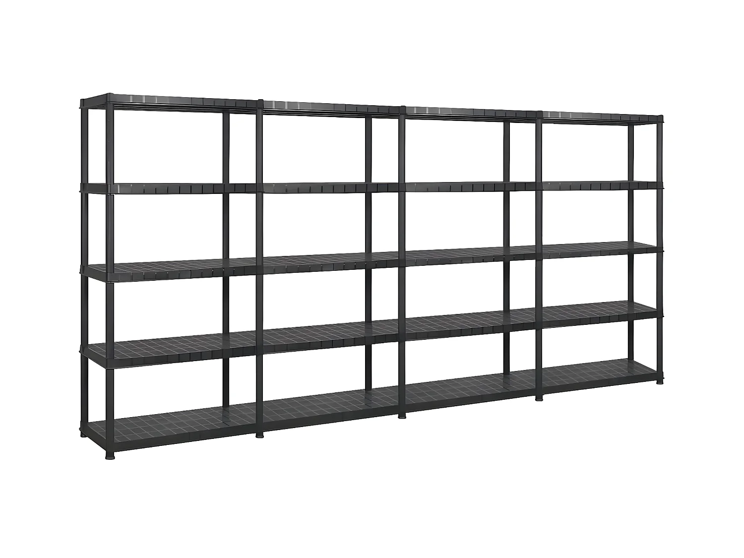 Etagère de rangement à 5 niveaux, Étagère Charge Noir 340x40x185 cm Plastique ASW99702 BonneVie Meuble