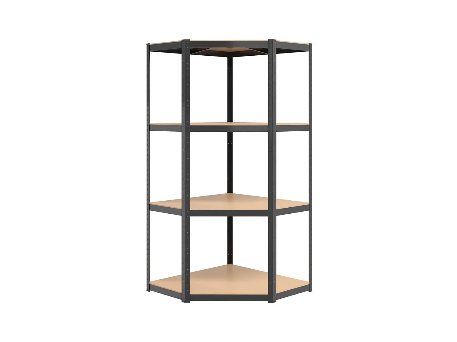 Étagère d'angle à 4 niveaux Anthracite Acier bois d'ingénierie OFR28780 BonneVie Meuble