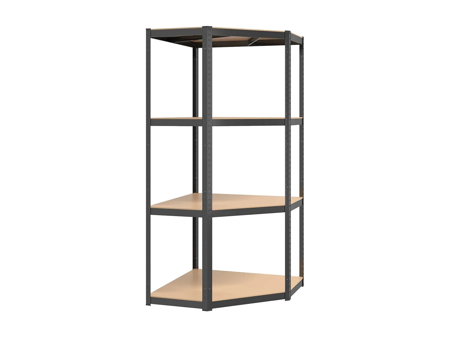 Étagère d'angle à 4 niveaux Anthracite Acier bois d'ingénierie OFR28780 BonneVie Meuble