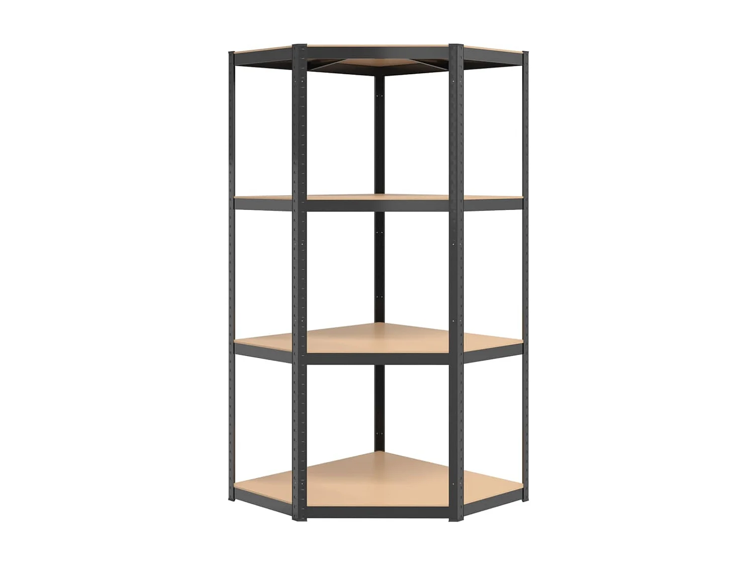 Étagère d'angle à 4 niveaux Anthracite Acier bois d'ingénierie OFR28780 BonneVie Meuble