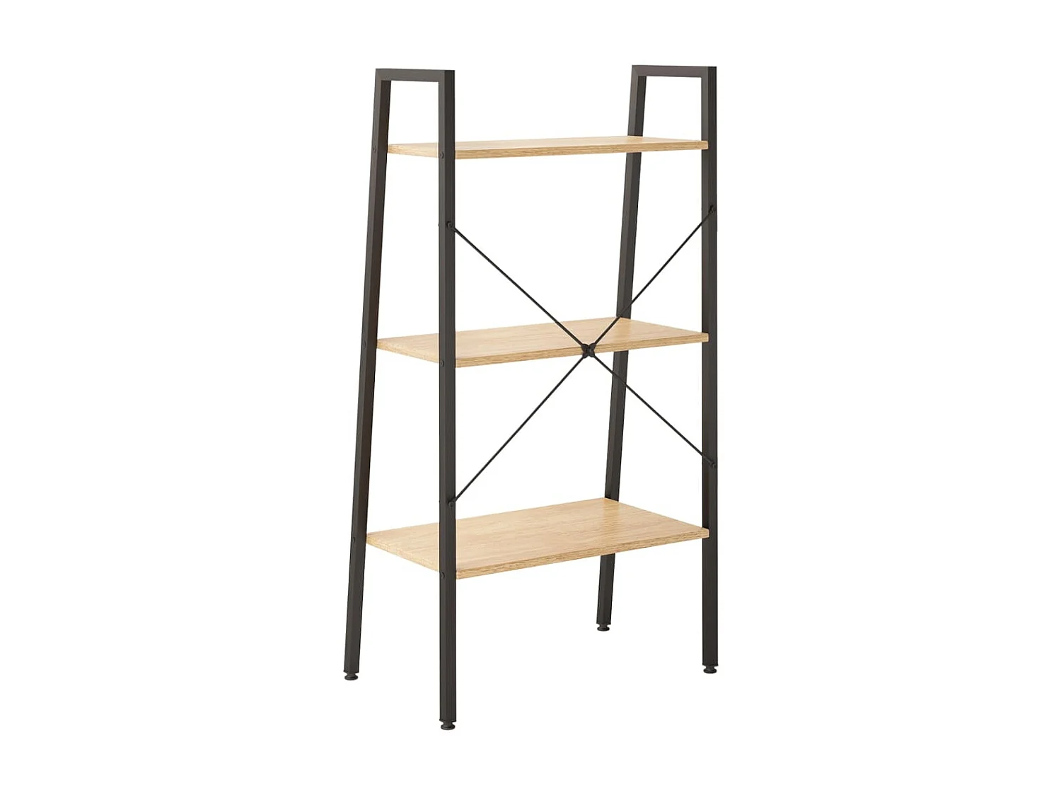 Étagère sur pied 3 niveaux Marron clair et noir 56x35x108 cm OFR59952 BonneVie Meuble