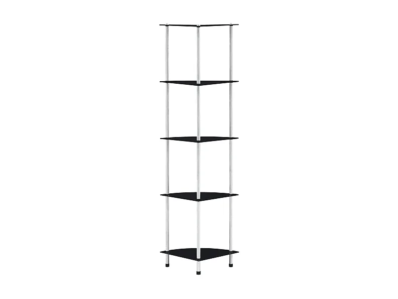 Étagère 5 niveaux Noir 30x30x130 cm Verre trempé OFR30351 BonneVie Meuble