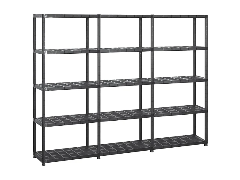 Étagère de rangement à 5 niveaux Noir 213x38x170 cm Plastique OFR23440 BonneVie Meuble