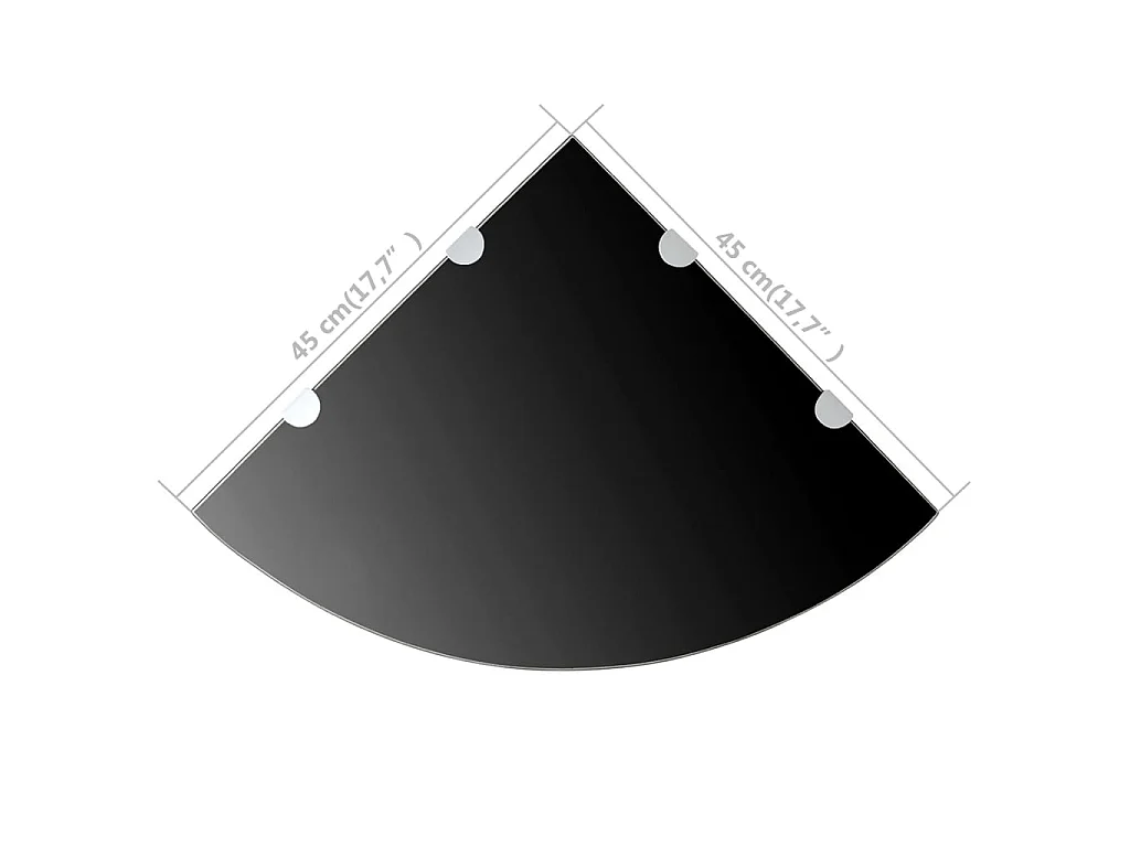 Hoekschap met chromen dragers zwart 45x45 cm glas NL393603