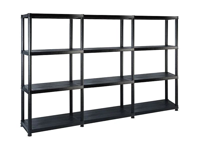 Estante de almacenaje 4 niveles negro plástico 183x30,5x130 cm ES933784