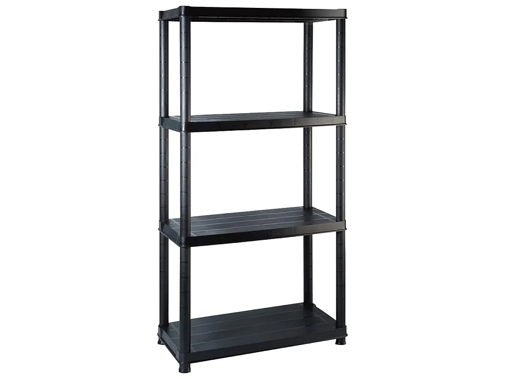 Estante de almacenaje 4 niveles negro plástico 183x30,5x130 cm ES933784