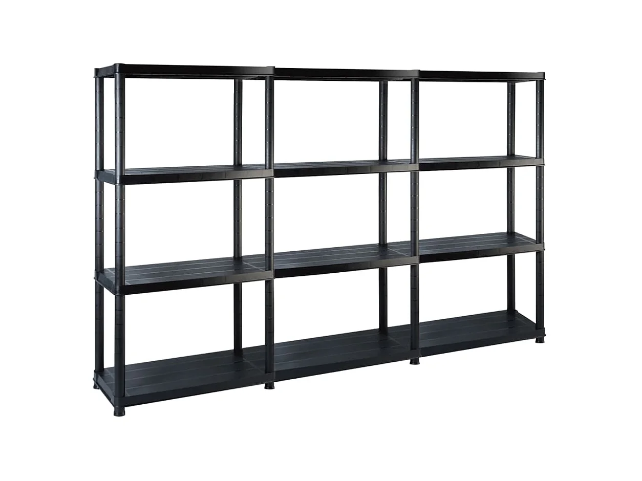 Étagère de rangement à 4 niveaux Noir 183x30,5x130 cm Plastique OFR58989 BonneVie Meuble