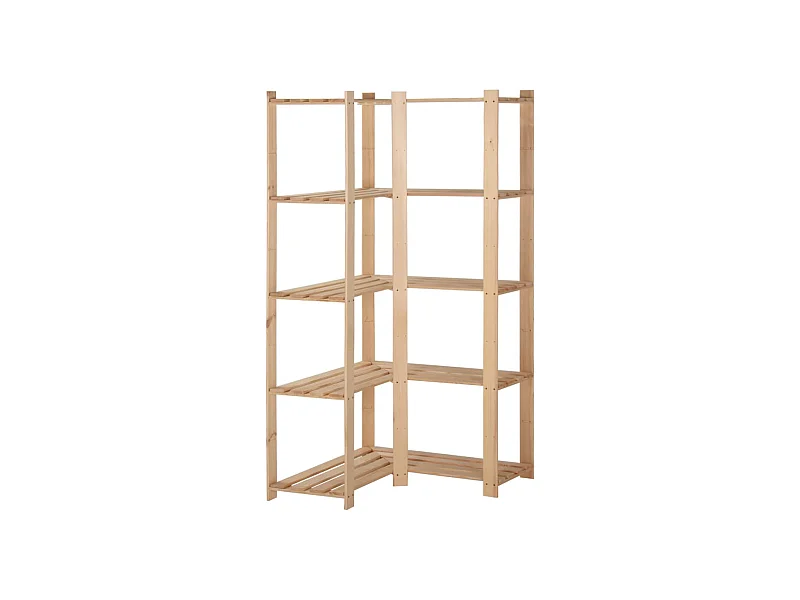 Étagère d'angle de rangement 5 niveaux 82,5x82,5x170 cm Pin OFR50287 BonneVie Meuble