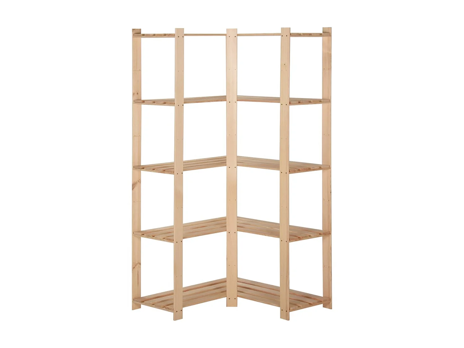 Étagère d'angle de rangement 5 niveaux 82,5x82,5x170 cm Pin OFR50287 BonneVie Meuble