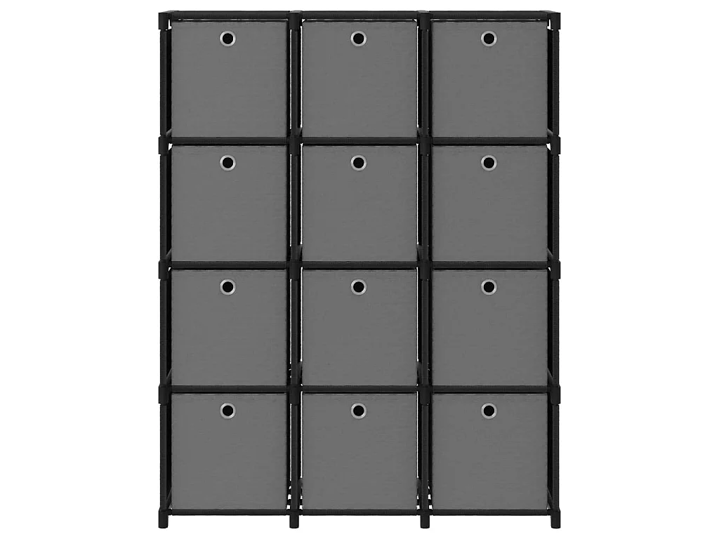 Étagère à 12 cubes avec boîtes Noir 103x30x141 cm Tissu OFR55364 BonneVie Meuble
