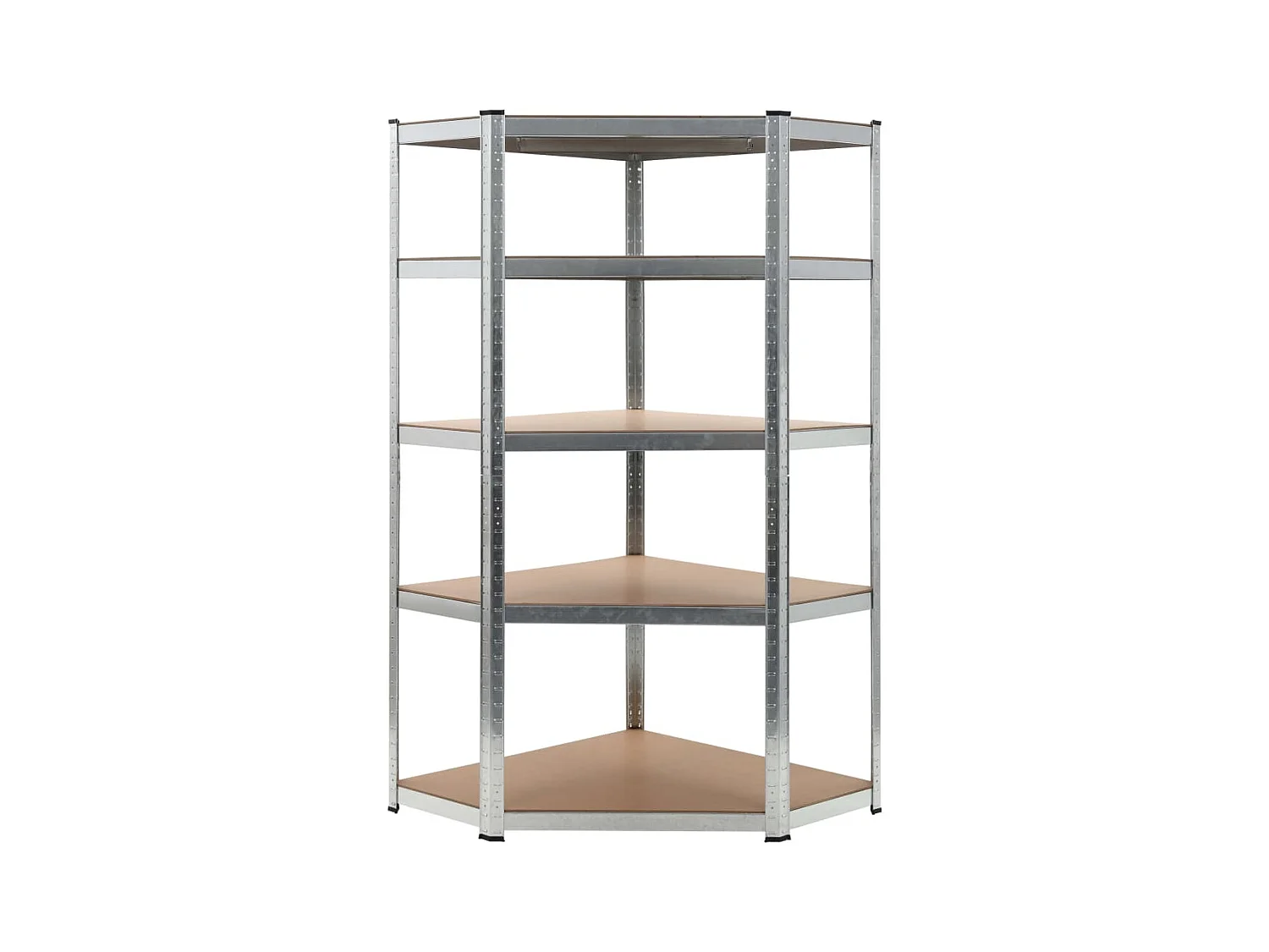 Étagère d'angle à 5 niveaux Argenté Acier et bois d'ingénierie OFR63202 BonneVie Meuble
