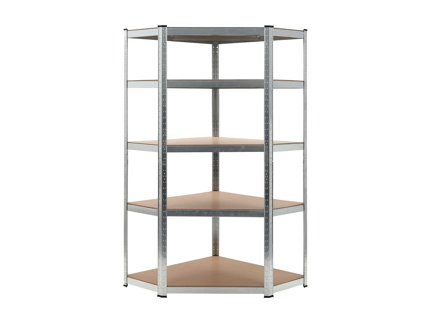 Étagère d'angle à 5 niveaux Argenté Acier et bois d'ingénierie OFR63202 BonneVie Meuble