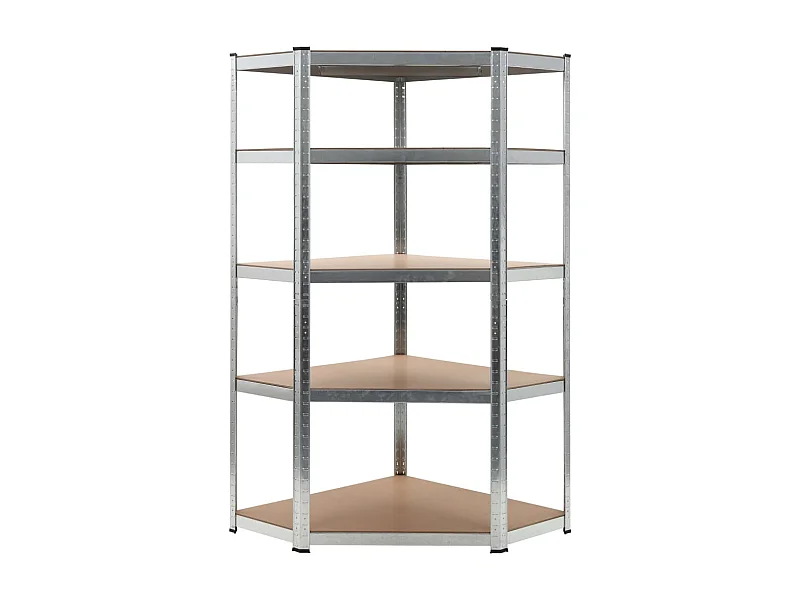 Étagère d'angle à 5 niveaux Argenté Acier et bois d'ingénierie OFR63202 BonneVie Meuble