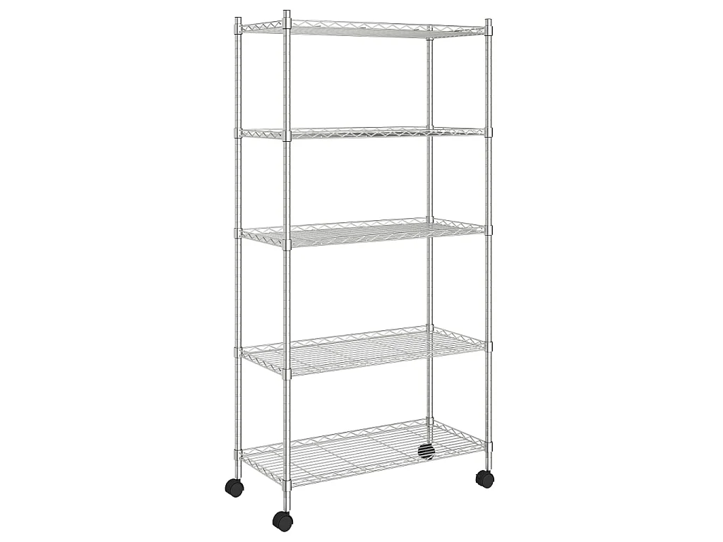 Estante almacenaje 5 niveles ruedas 75x35x155 cm cromado 250 kg ES697321