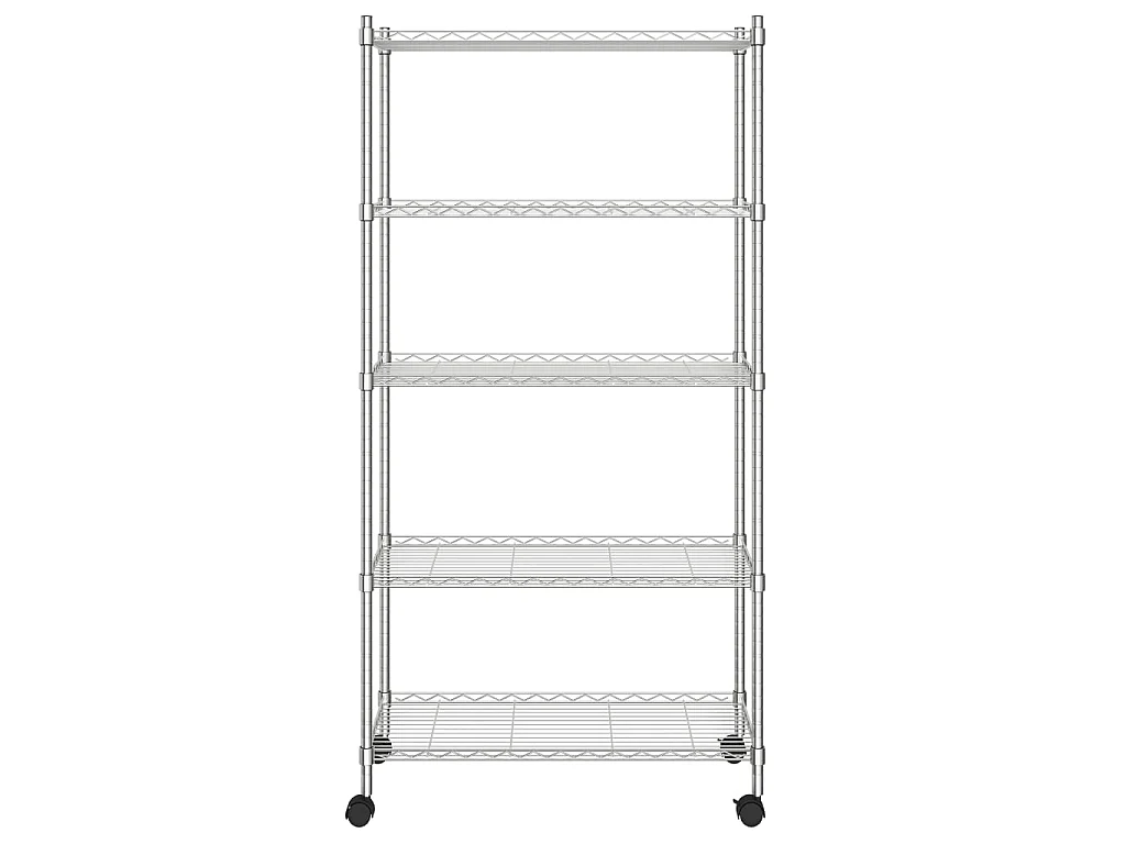 Estante almacenaje 5 niveles ruedas 75x35x155 cm cromado 250 kg ES697321