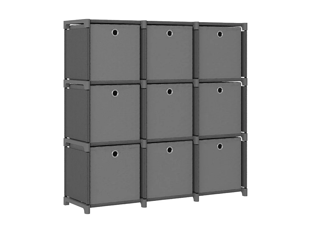 Étagère à 9 cubes avec boîtes Gris 103x30x107,5 cm Tissu OFR63789 BonneVie Meuble