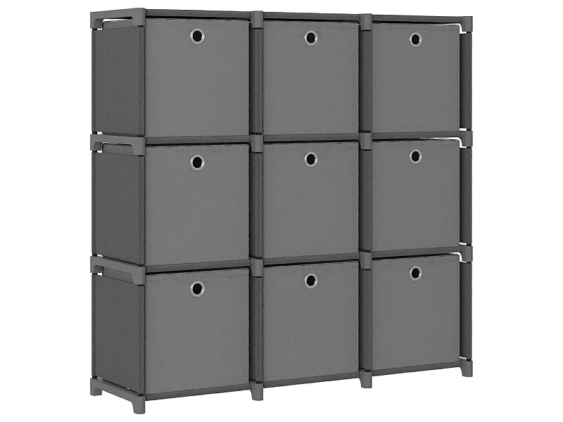 Étagère à 9 cubes avec boîtes Gris 103x30x107,5 cm Tissu OFR63789 BonneVie Meuble