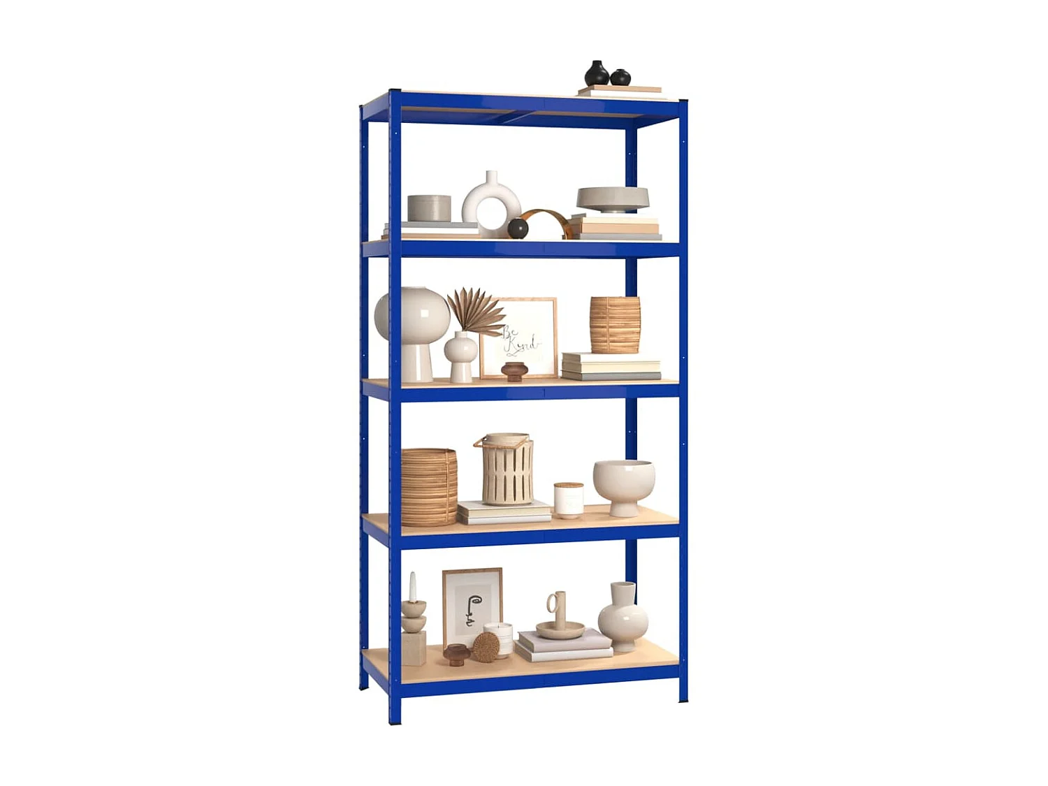 Étagères à 5 niveaux 3 pcs Bleu Acier et bois d'ingénierie OFR97923 BonneVie Meuble