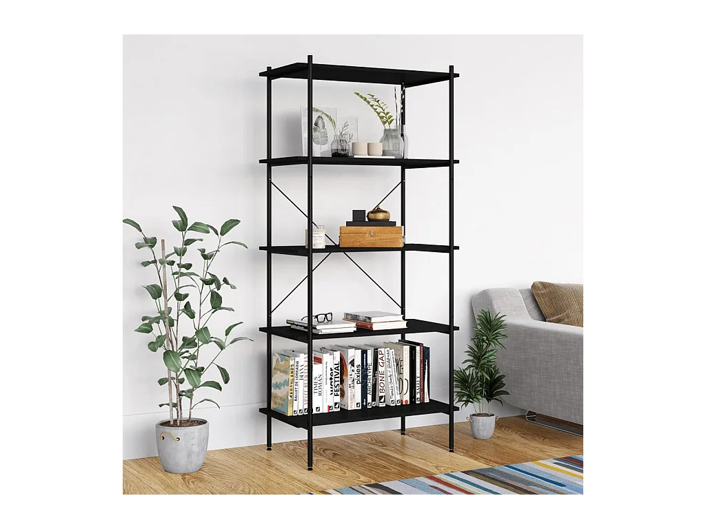 Étagère à 5 niveaux Noir 80x40x163 cm OFR74909 BonneVie Meuble