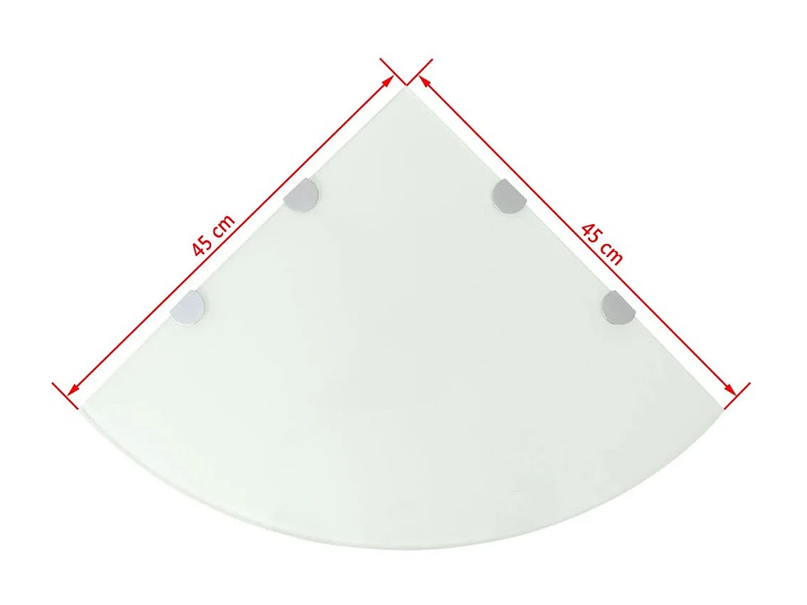Hoekschap met chromen dragers wit 45x45 cm glas NL759752