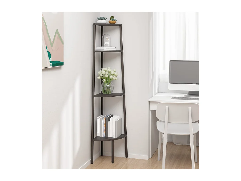 Étagère d'angle 4 niveaux Noir 45,5x31,5x150 cm OFR73920 BonneVie Meuble