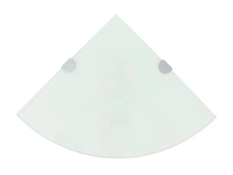 Prateleira canto, suportes cromados, vidro branco 35x35cm PT317383
