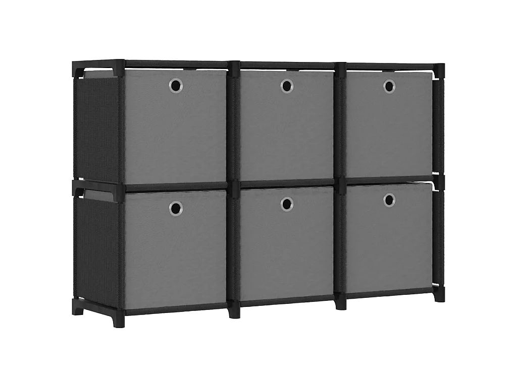 Étagère d'affichage 6 cubes et boîtes Noir 103x30x72,5 cm Tissu OFR97557 BonneVie Meuble