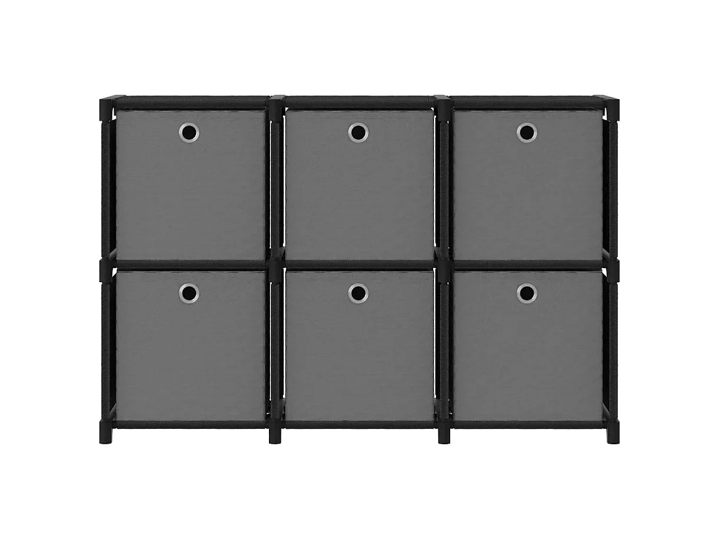 Étagère d'affichage 6 cubes et boîtes Noir 103x30x72,5 cm Tissu OFR97557 BonneVie Meuble