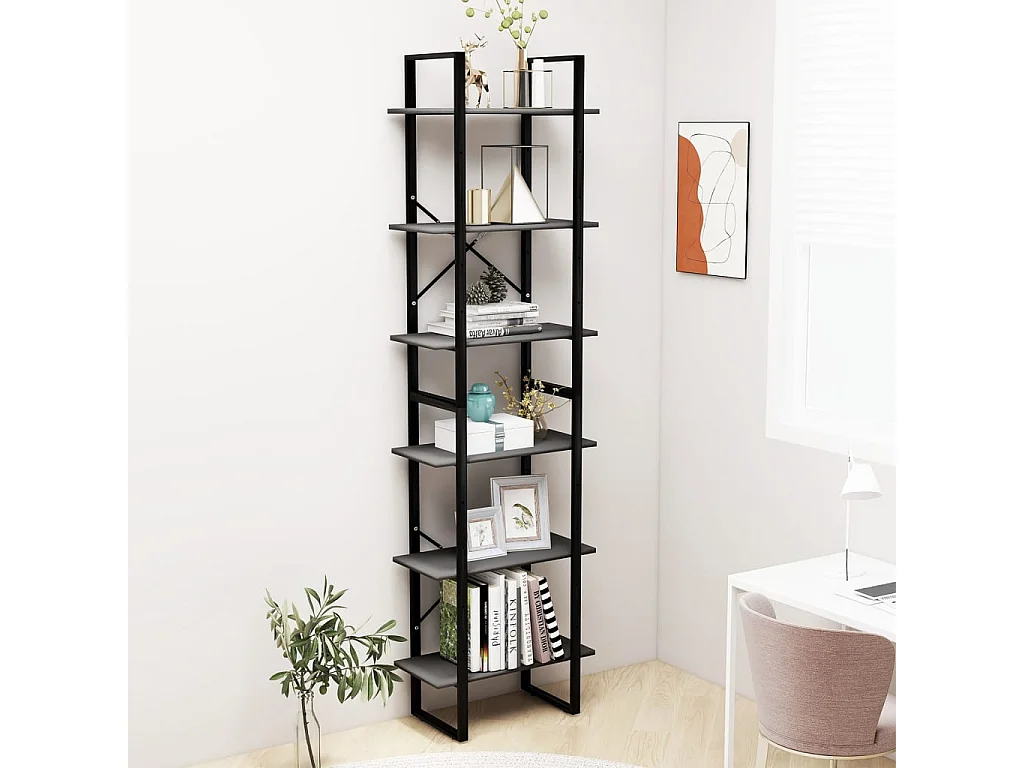 Étagère de rangement Gris 60x30x210 cm Bois d'ingénierie OFR24016 BonneVie Meuble