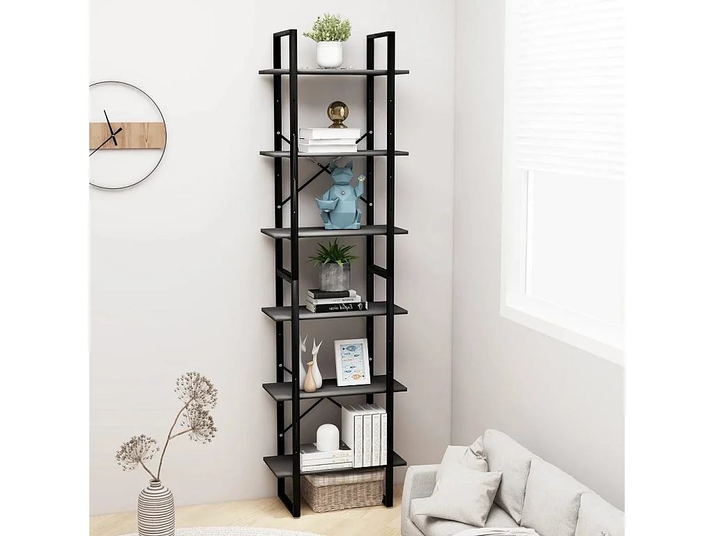 Étagère de rangement Gris 60x30x210 cm Bois d'ingénierie OFR24016 BonneVie Meuble