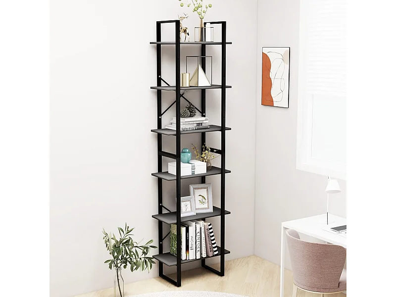 Étagère de rangement Gris 60x30x210 cm Bois d'ingénierie OFR24016 BonneVie Meuble