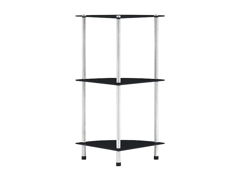 Étagère 3 niveaux Noir 30x30x67 cm Verre trempé OFR84608 BonneVie Meuble