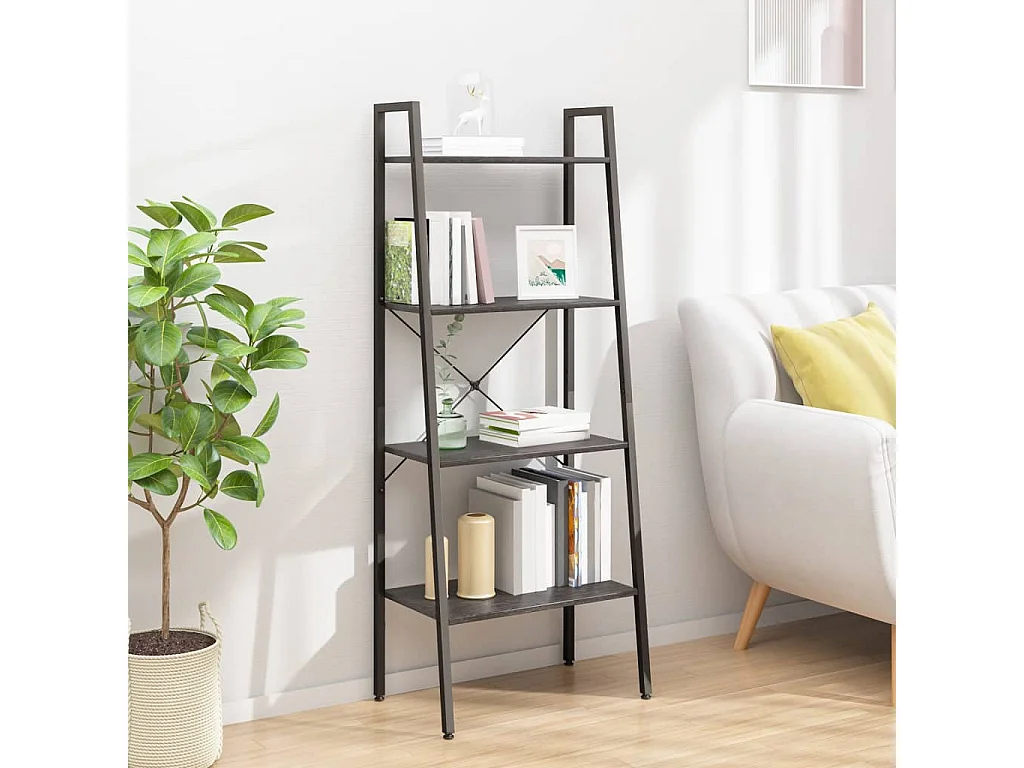 Étagère sur pied 4 niveaux Noir 56x35x140 cm OFR73586 BonneVie Meuble