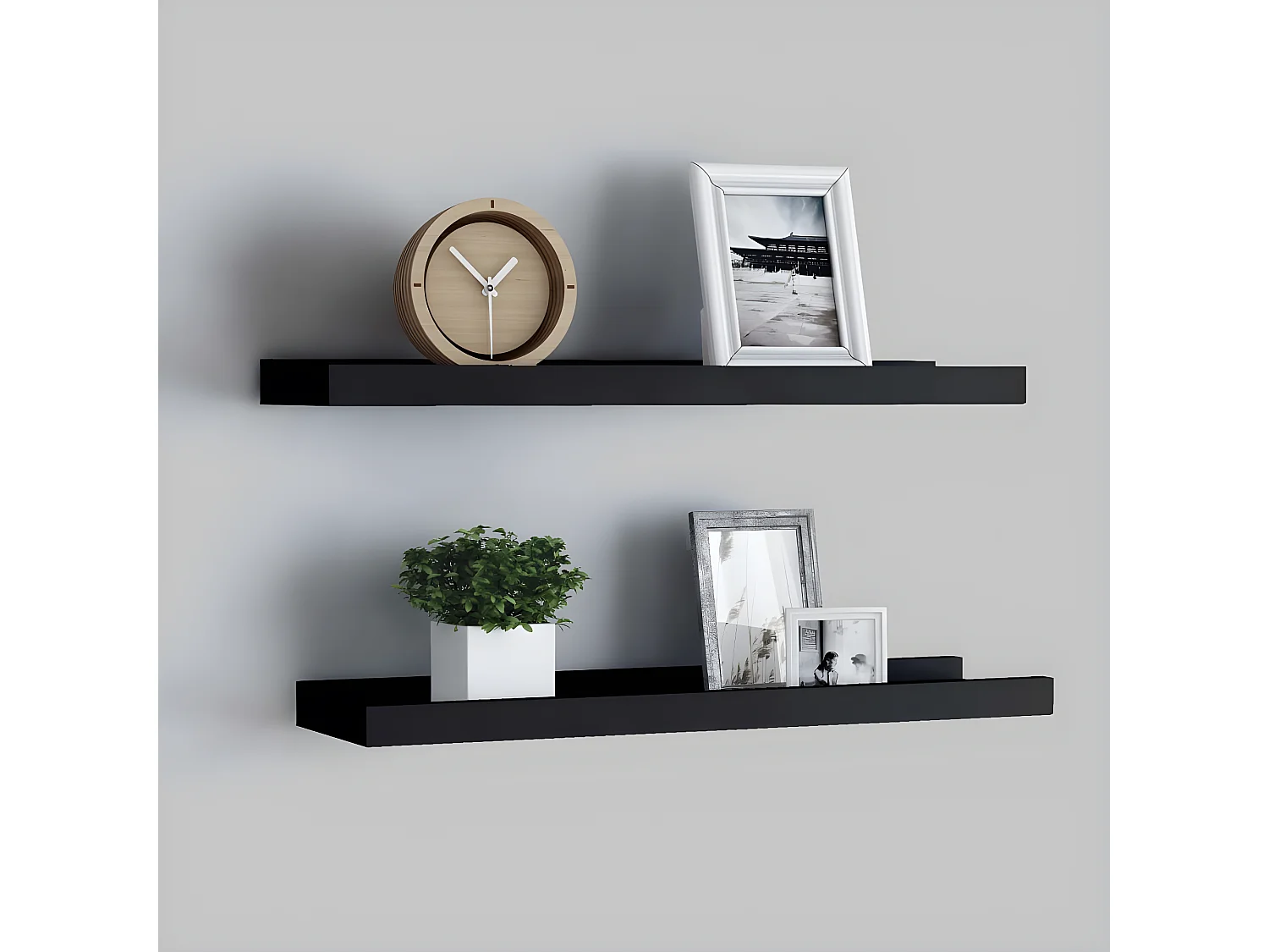 Fotoplanken 2 st 40x9x3 cm MDF zwart NL273911