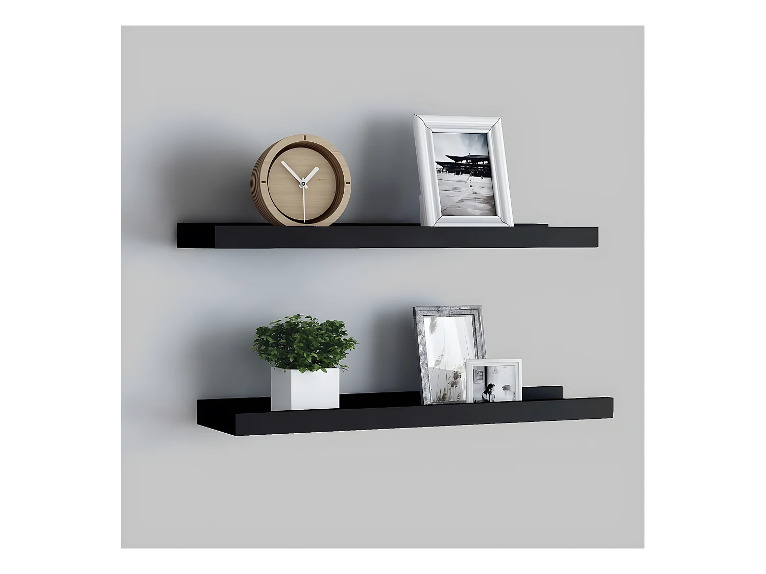 Étagères à rebord pour cadre photo 2 pcs Noir 40x9x3 cm MDF OFR17633 BonneVie Meuble
