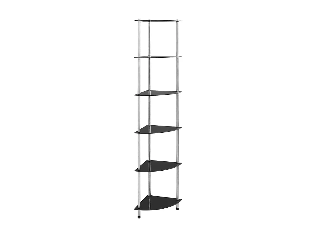 Étagère à 6 niveaux Noir 30x30x160 cm Verre trempé OFR19053 BonneVie Meuble