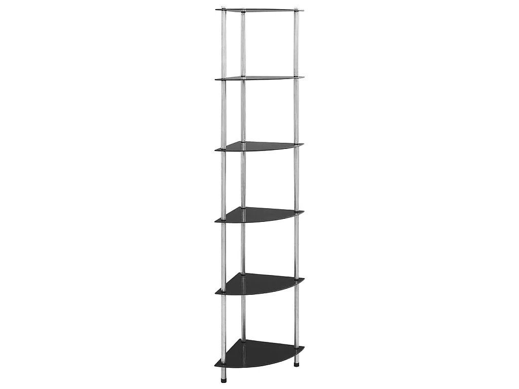 Étagère à 6 niveaux Noir 30x30x160 cm Verre trempé OFR19053 BonneVie Meuble