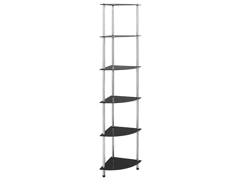 Étagère à 6 niveaux Noir 30x30x160 cm Verre trempé OFR19053 BonneVie Meuble