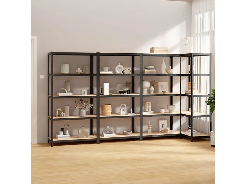 Estantes 5 prateleiras 4 pcs derivados de madeira/aço antracite PT285544