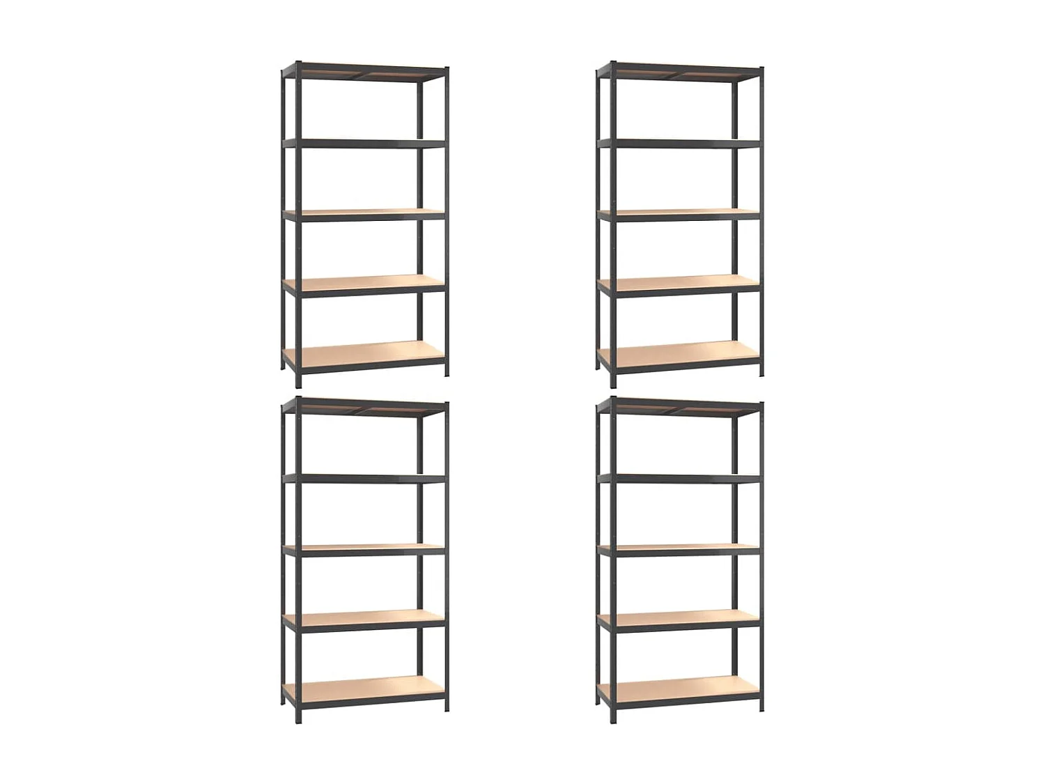 Opbergrekken 4 st 5-laags staal en bewerkt hout antracietkleur NL842526