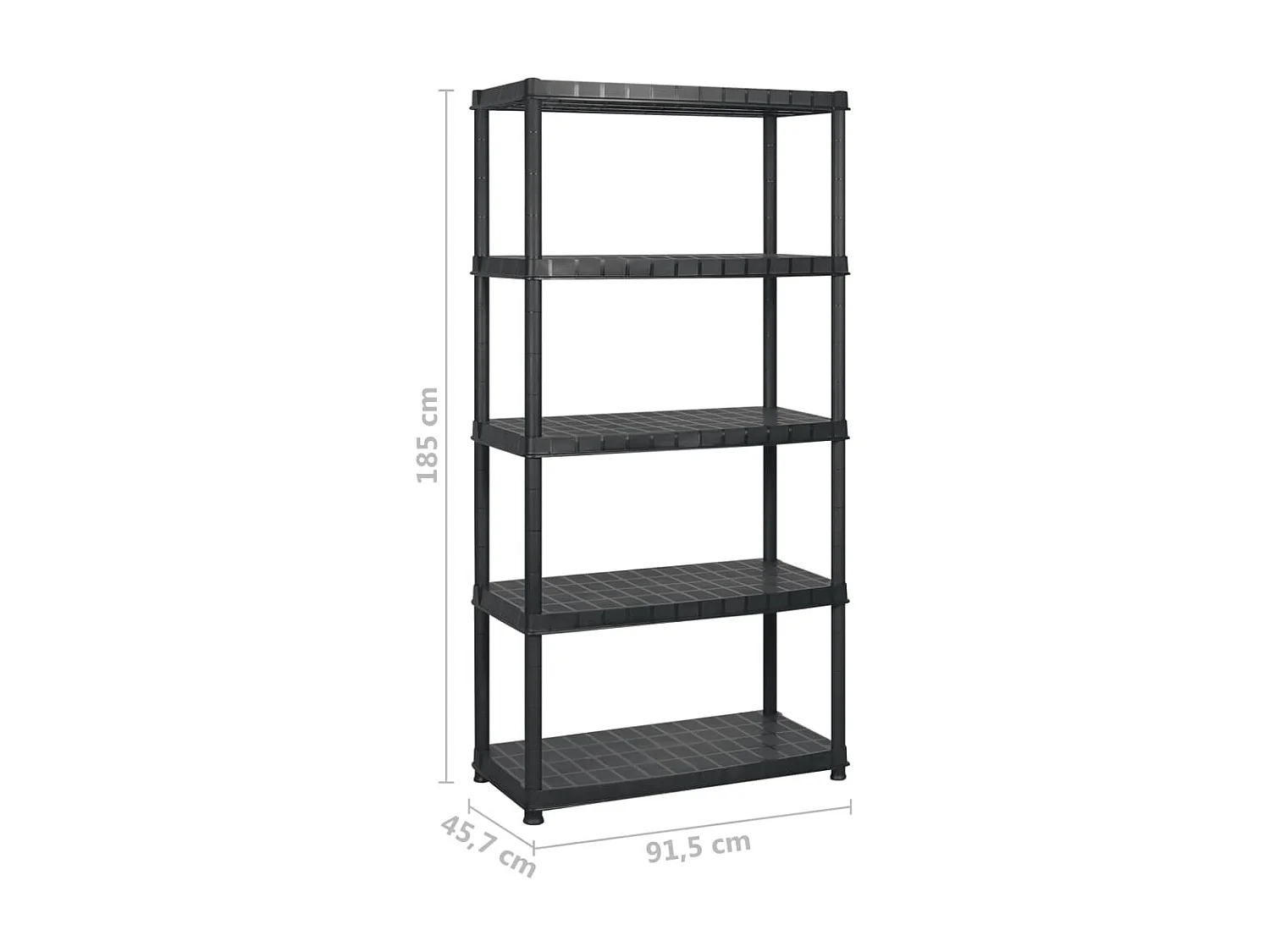 Étagère de rangement à 5 niveaux Noir 183x45,7x185 cm Plastique OFR70784 BonneVie Meuble