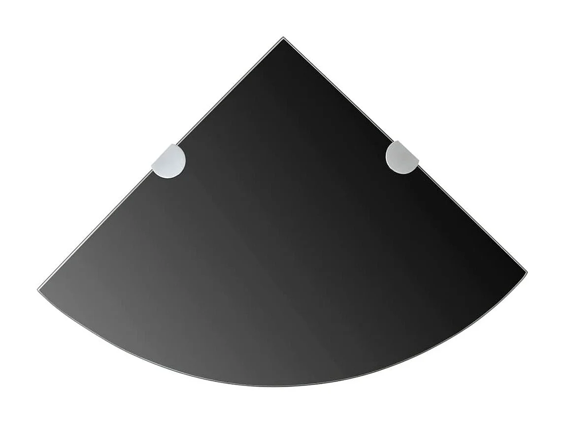 Étagères d'angle 2 pcs et supports chromés Verre Noir 35x35 cm OFR58420 BonneVie Meuble
