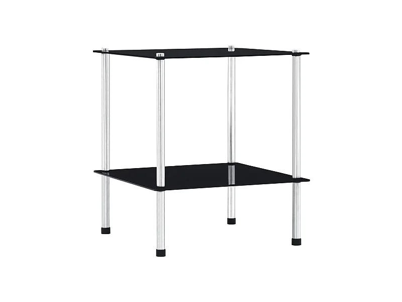 Kastje 2-laags 40x40x47 cm gehard glas zwart NL343241