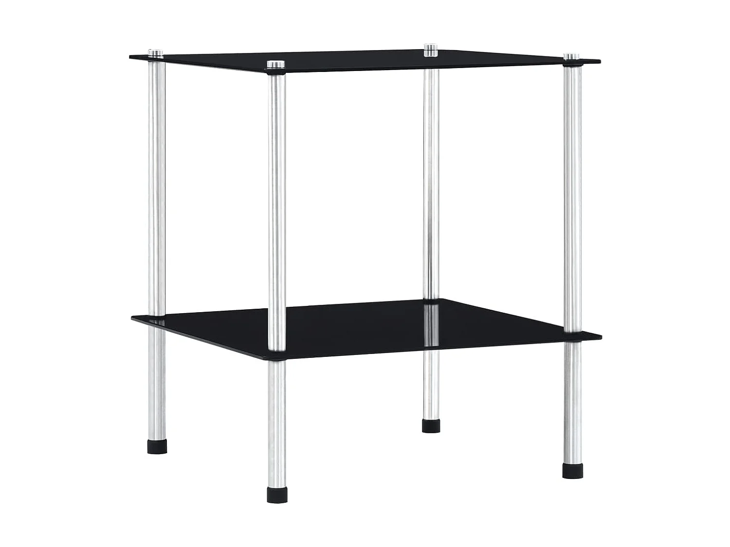 Étagère à 2 niveaux Noir 40x40x47 cm Verre trempé OFR58148 BonneVie Meuble