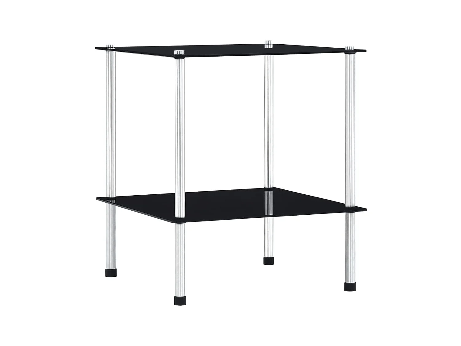 Étagère à 2 niveaux Noir 40x40x47 cm Verre trempé OFR58148 BonneVie Meuble