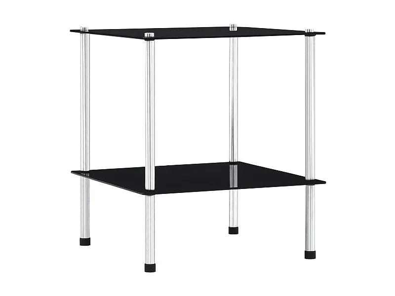 Étagère à 2 niveaux Noir 40x40x47 cm Verre trempé OFR58148 BonneVie Meuble