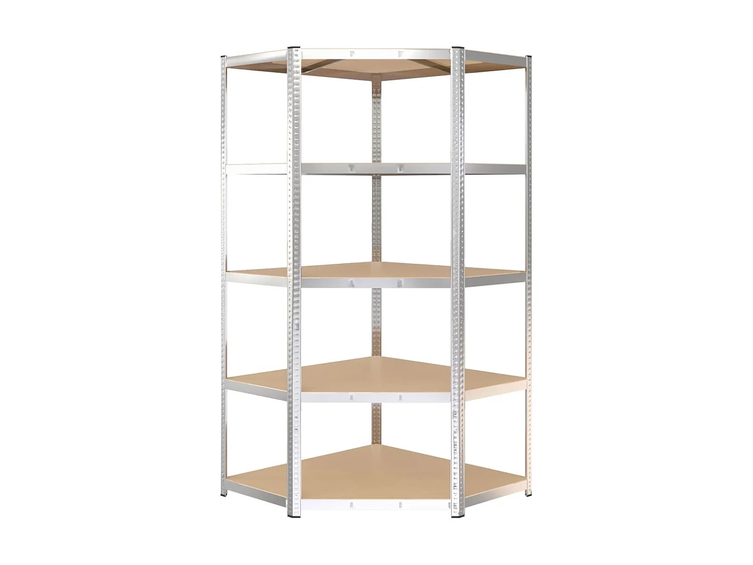 Étagère d'angle 5 niveaux Argenté Acier et bois d'ingénierie OFR66692 BonneVie Meuble