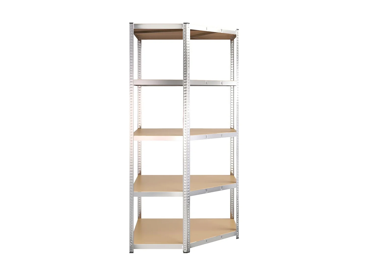 Étagère d'angle 5 niveaux Argenté Acier et bois d'ingénierie OFR66692 BonneVie Meuble