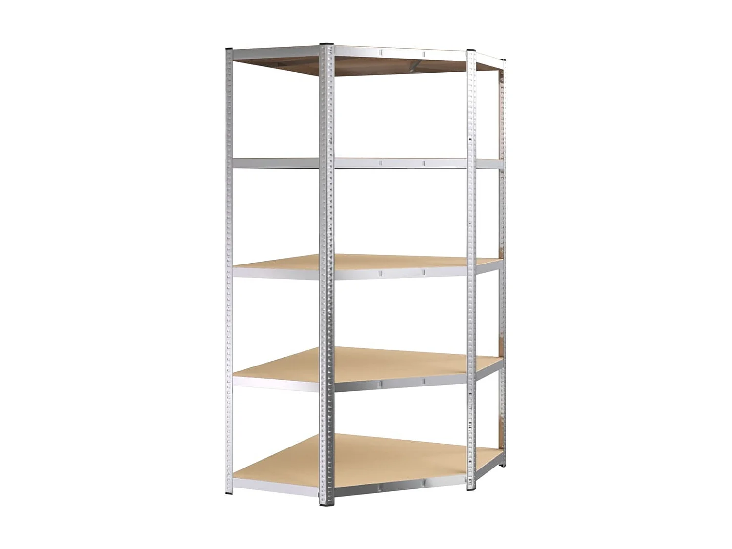 Étagère d'angle 5 niveaux Argenté Acier et bois d'ingénierie OFR66692 BonneVie Meuble